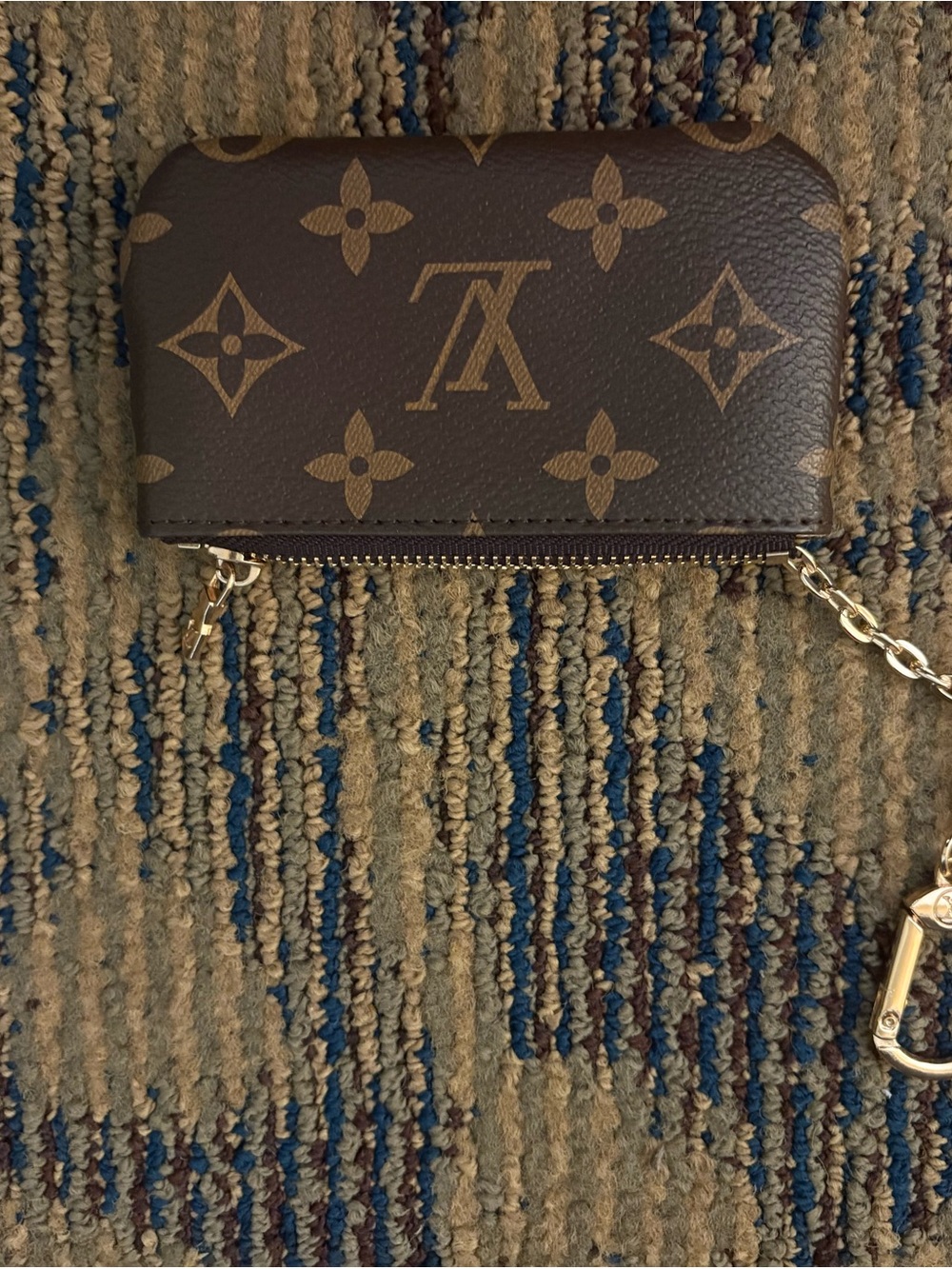 Luxury Brown Monogram Zip Card Holder Wallet